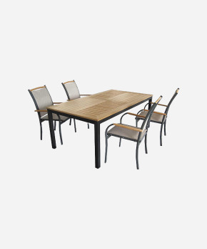 Wooden & Iron Dining Table Set
